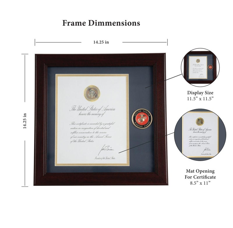Allied Flag Allied Frame United States Marine Corps Presidential Memorial Certificate Frame with Medallion - 8 x 10 inch - Image 3